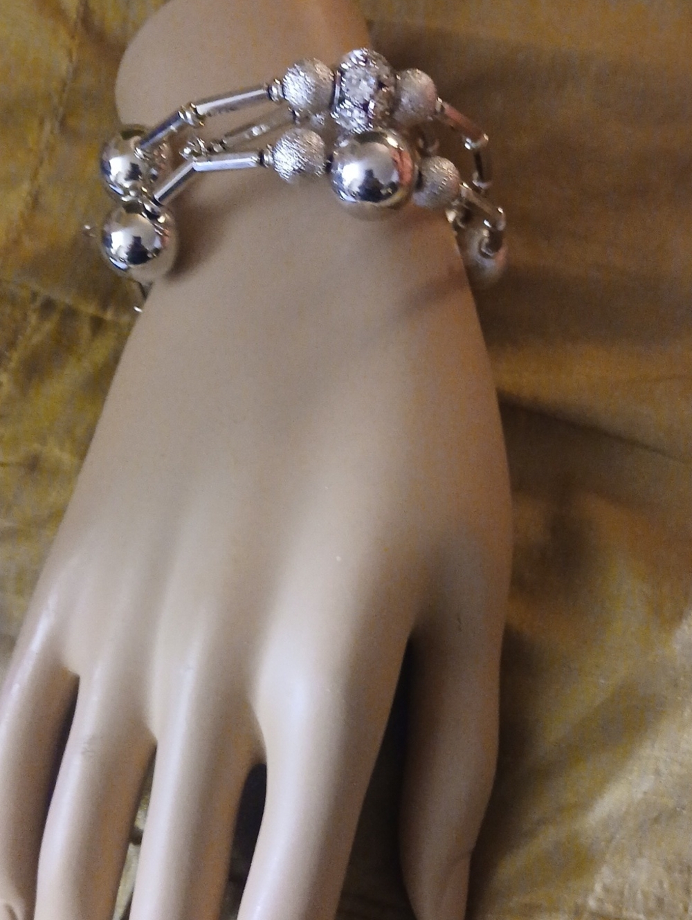 Elegant Silver Beaded Stretch Bracelet